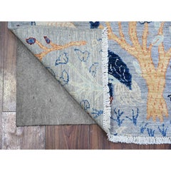 2'6"x7'10" Chrome Gray Wool Afghan Peshawar Hand Knotted Runner Rug