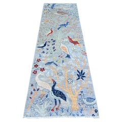 2'6"x7'10" Chrome Gray Wool Afghan Peshawar Hand Knotted Runner Rug