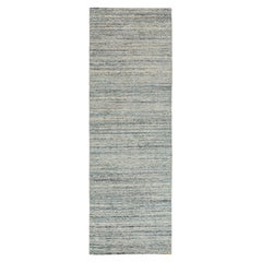 2'6"x7'10" Green Variegated Text Design Hand Loomed Wool Modern Runner Rug