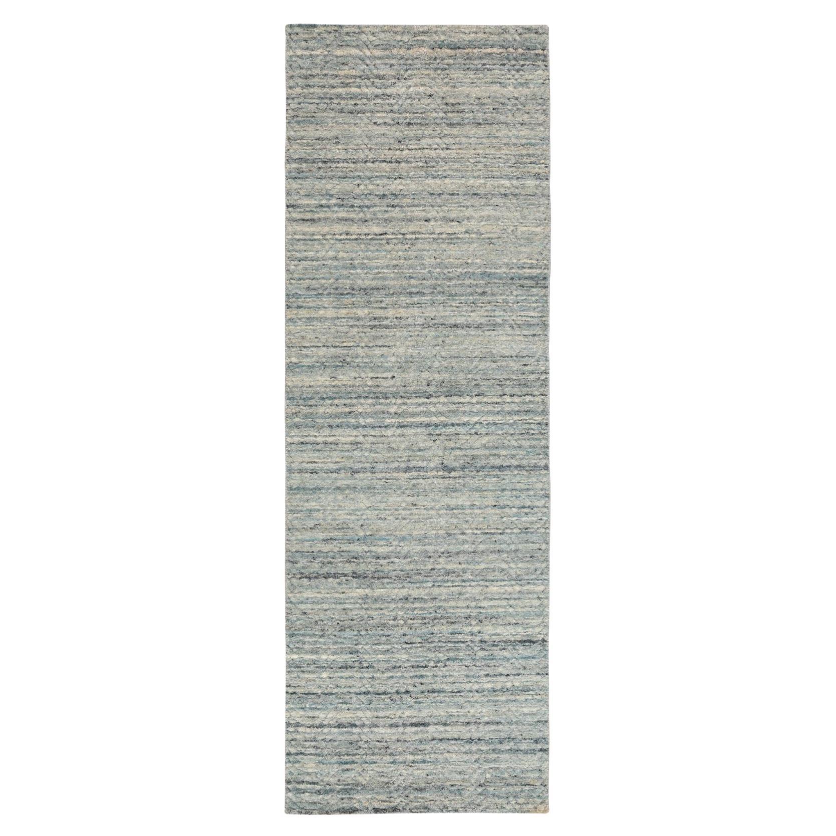 2
6 "x7
10" Grünes buntes Text-Design Handgewebte Reine Wolle Modern Läufer Teppich