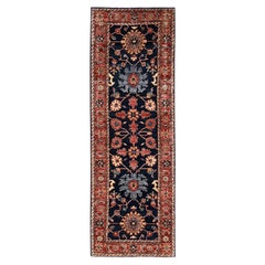 2'6 "x7'10" Mitternachtsblau Heriz All Over Design Hand geknüpft weiche Wolle Läufer Teppich