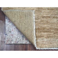 2'6"x7'6" Brown Plain Solid Pattern Hand Knotted Ghazni Wool Runner Oriental Rug