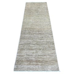 2'6"x7'6" Brown Plain Solid Pattern Hand Knotted Ghazni Wool Runner Oriental Rug