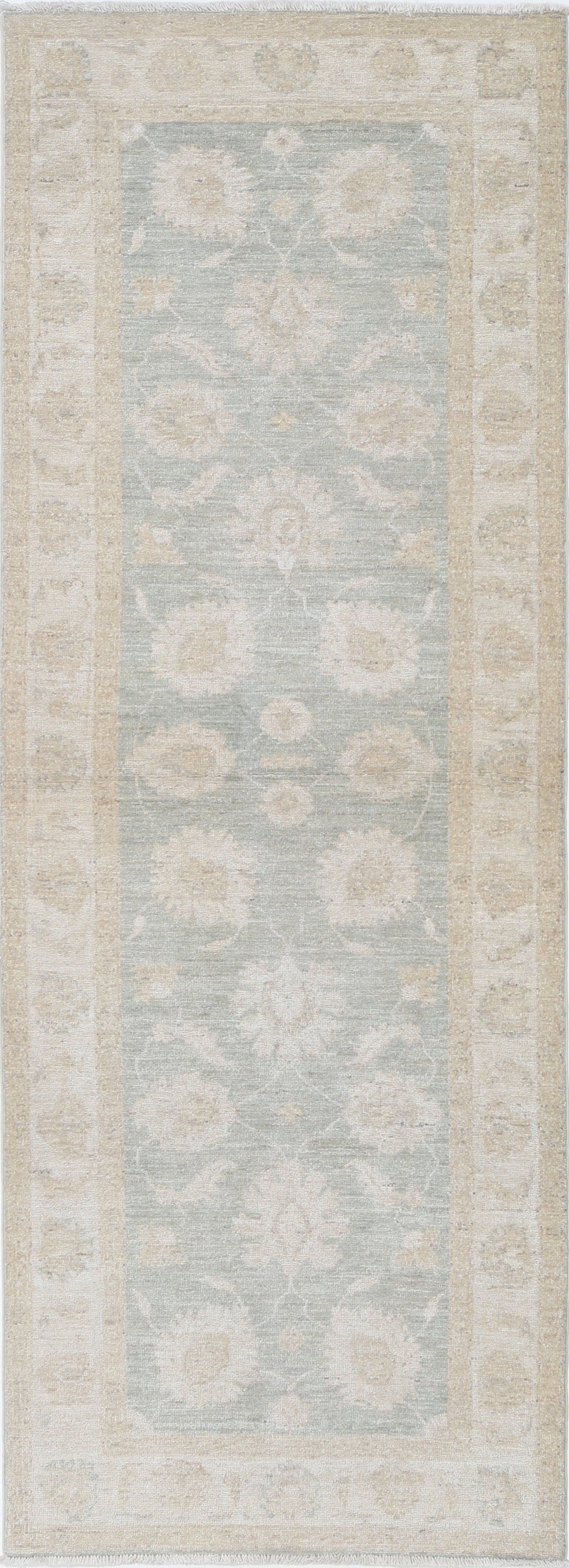 2.6x7.6 ft Floral Handknotted Wool Runner Rug for Hallway, Corridor and Kitchen