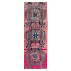 2'6"x7'6" Salmon Color Overdyed Vintage Persian Hand Knotted All Wool Runner Rug