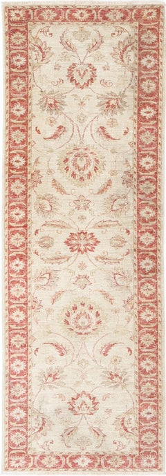 2.6x7.7 ft Hand Knotted Hallway Runner Rug. Beige Wool Runner Rug for Corridor
