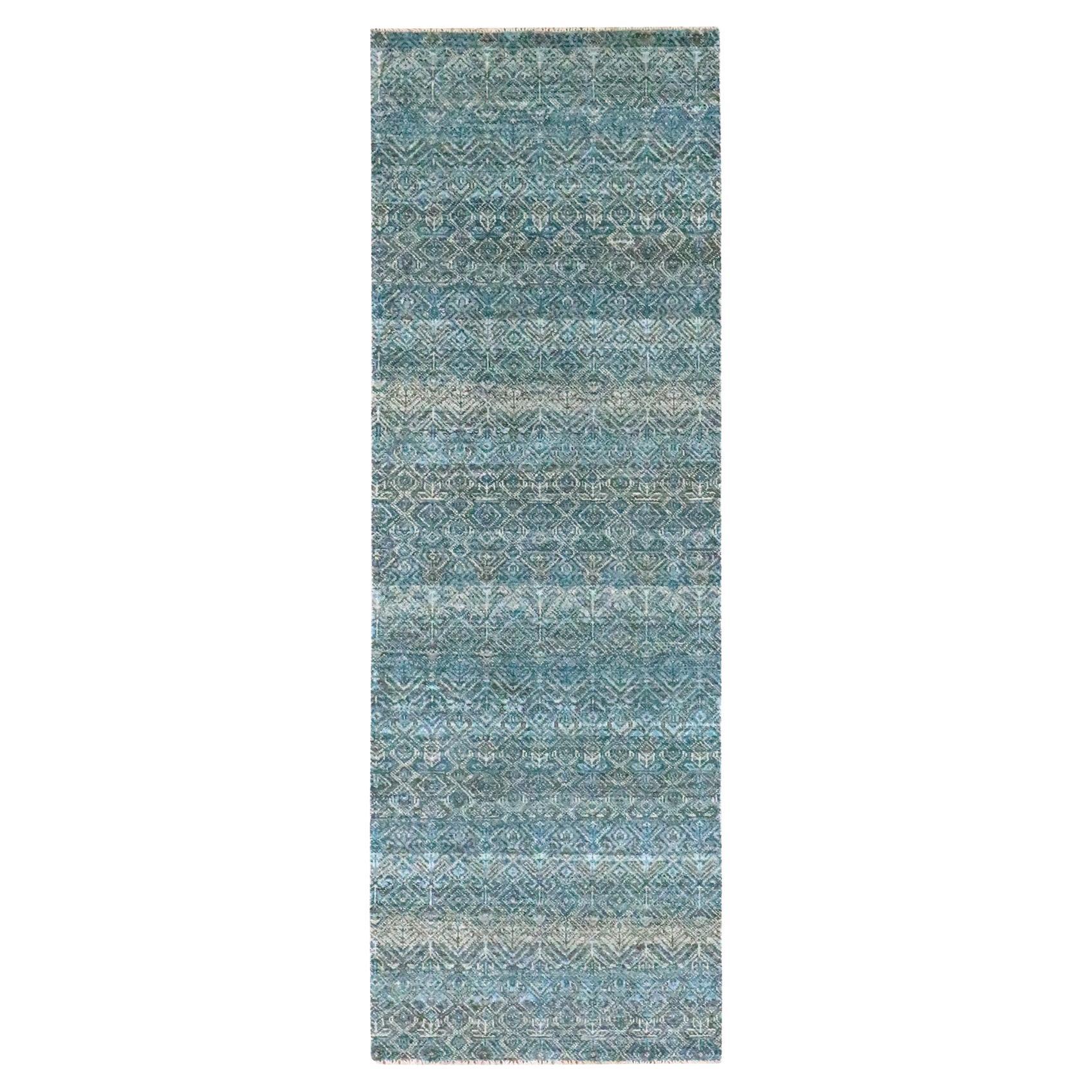 2'6 "x7'7" Jasper Blue Kohinoor Herat Design Rugs en laine douce nouée à la main