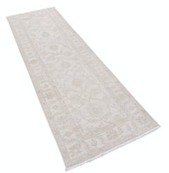 2.6x7.8 ft Handknotted Hallway Runner Rug. Beige Corridor Rug. Wool Kitchen Rug