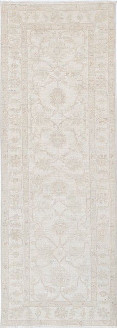 2.6x7.8 ft Handknotted Hallway Runner Rug. Beige Corridor Rug. Wool Kitchen Rug