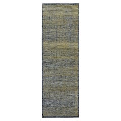 Tappeto Runner in pura lana annodato a mano con disegno dell
erba ossidata nera e marrone 2
6 "x8
