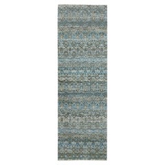 2'6 "x8' Blauer handgeknüpfter Kohinoor Herrita Diamant Form All Wool Läufer Teppich