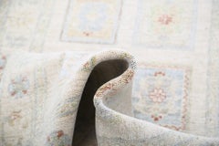 2.6x8 ft Hand Knotted Ivory, Light Blue, Pale Pink Wool Runner Rug. Corridor Rug