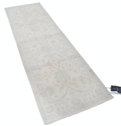 2.6x8 ft Handknotted Runner Rug. Kitchen Rug. Beige Hallway Rug. Corridor Rug