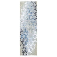 2'6 "x8' grigio e blu, THE HONEYCOMB, Tappeto Runner in lana e seta annodato a mano