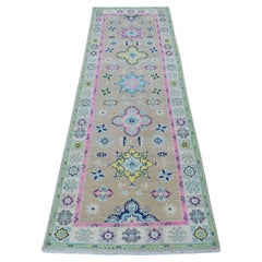 2'6"x8' Gray Fusion Kazak Pure Wool Hand Knotted Runner Oriental Rug