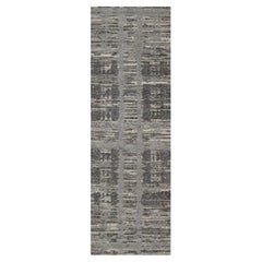 2
6 "x8
 Grau Modern Criss Cross Erased Design Hand geknüpft alle Wolle Läufer Teppich