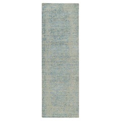 2'6 "x8 Gris Modern Jacquard Tapis de course en laine et soie tissé à la main Tapis d'Orient