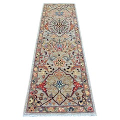 2'6"x8' Gray Peshawar with Bijar Garus Design Hand Knotted Wool Runner Rug