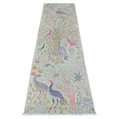 2'6 "x8' Tapis de course en laine Noué à la main Peshawar Birds of Paradise Design