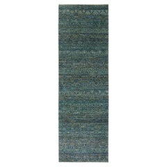 2'6"x8' Green Repetitive Design Kohinoor Herat Hand Knotted Wool Runner Rug