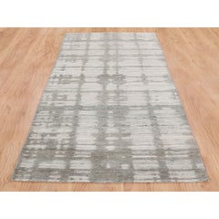 2'6"x8' Hand Spun Undyed Natural Wool Runner Modern Oriental Hand Knotted Rug
