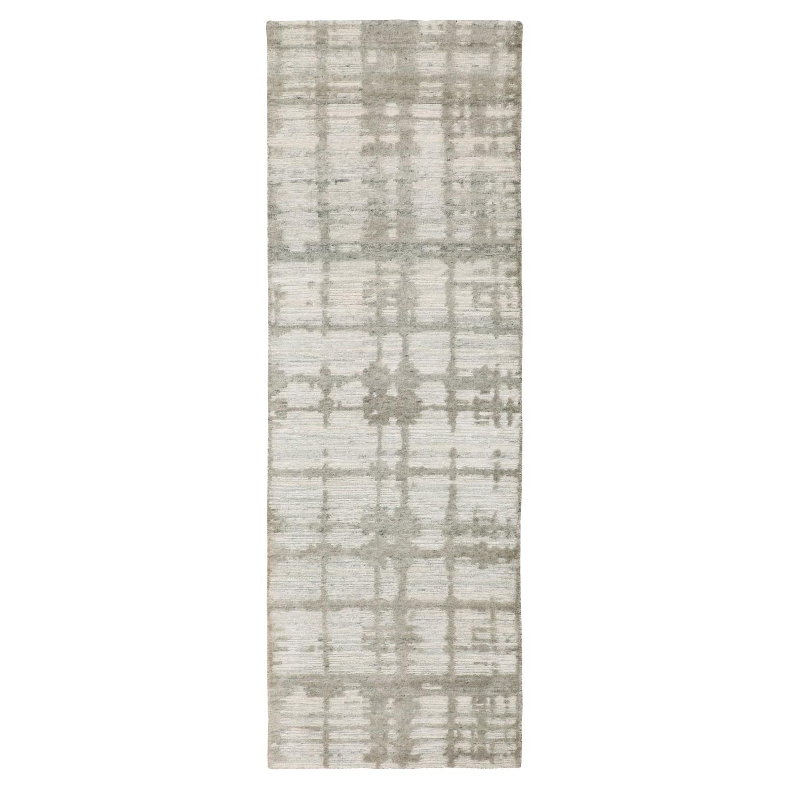 2'6 "x8' Alfombra de Lana Natural Hilada a Mano sin Teñir Alfombra Oriental Moderna Anudada a Mano