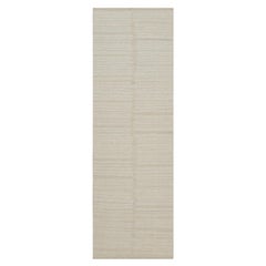 2'6"x8' Ivory Natural Wool Modern Piled Flat Weave Hand Knotted Runner Rug