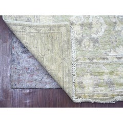 2'6"x8' Light Green Afghan Angora Oushak Hand Knotted Wool Runner Oriental Rug