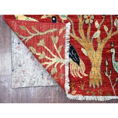 Tappeto Runner in lana rosso annodato a mano Peshawar Birds of Paradise Design/One 2'6 "x8'