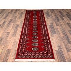 2'6"x8' Red Princess Bokara with Tribal Medallion Hand Knotted Wool Runner Rug