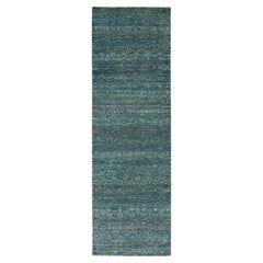 Tapis de course en laine nouée à la main 2'6 "x8' Retro Green Diamond Shape Repetitive Design
