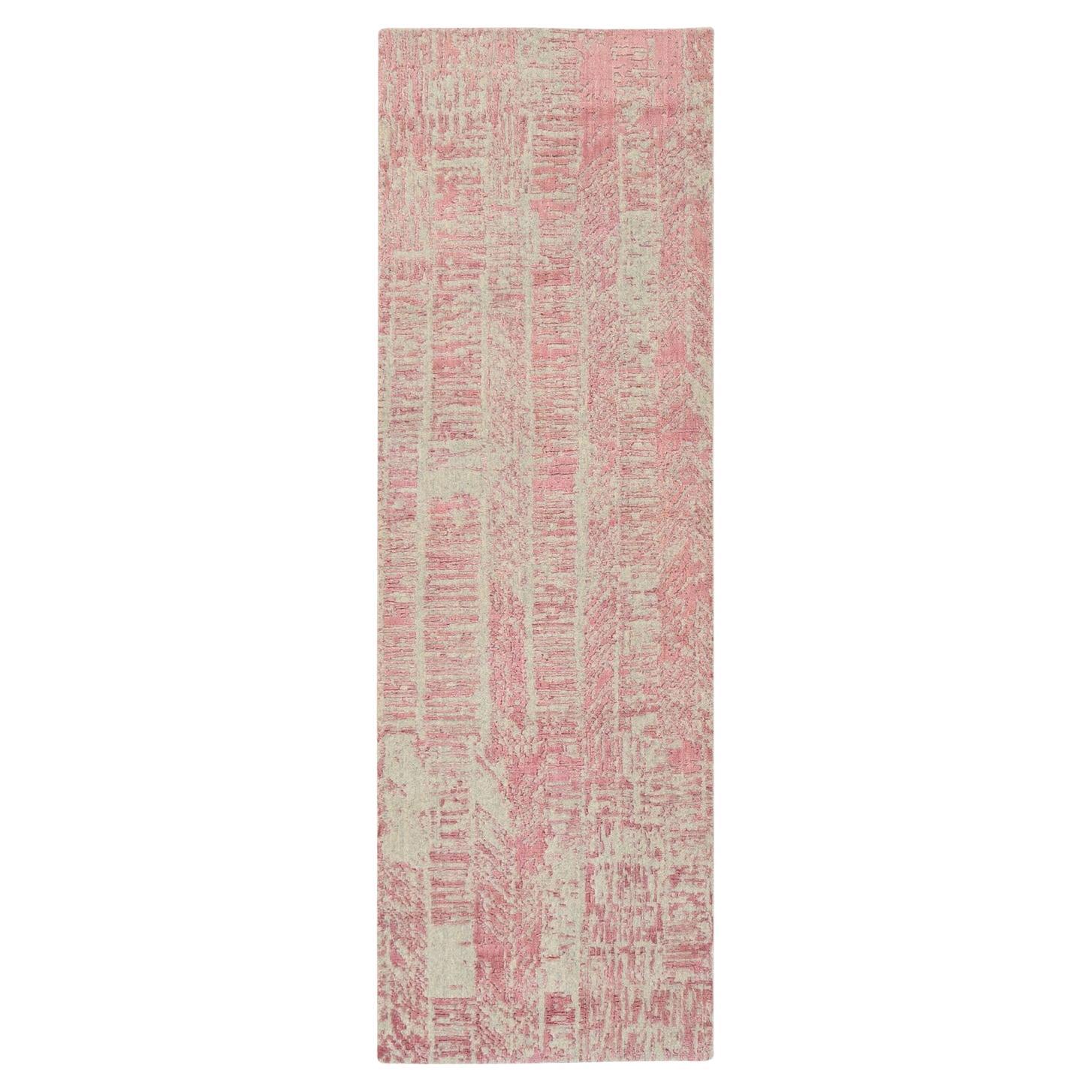 2
6 "x8
 Rose Pink, Wolle und Kunstseide, Jacquard Hand gewebt, Läuferteppich
