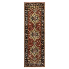 2
6 "x8
 Rubinroter handgeknüpfter Heriz Revival Läufer aus handgesponnener Wolle