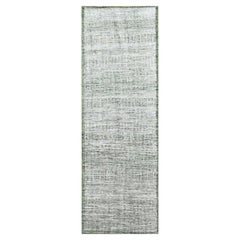 2'6 "x8' Weiß & Grün 100% Wolle Handgeknüpft Oxidiert Gras Design Läufer Teppich