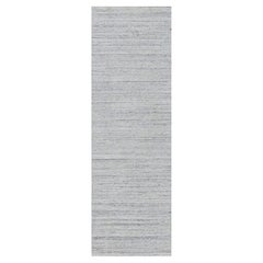 2
6 "x8
 Weißer schlichter moderner Striae Design Läufer aus handgewebter weicher Wolle