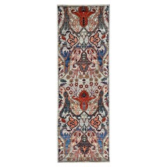 2'6"x8'1" Gray Bijar Garus Design Aryana Collection Hand Knotted Wool Runner Rug