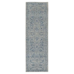 2'6"x8'1" Hand Loomed Gray Fine Jacquard Wool and Plant Based Silk Runner Rug