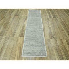 2'6"x8'1" Misty Gray, Hand Knotted, 100% Wool, Oxidized Grass Design Rug