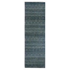 2'6"x8'1" Ocean Blue Herat Pattern Soft Wool Hand Knotted Runner Oriental Rug