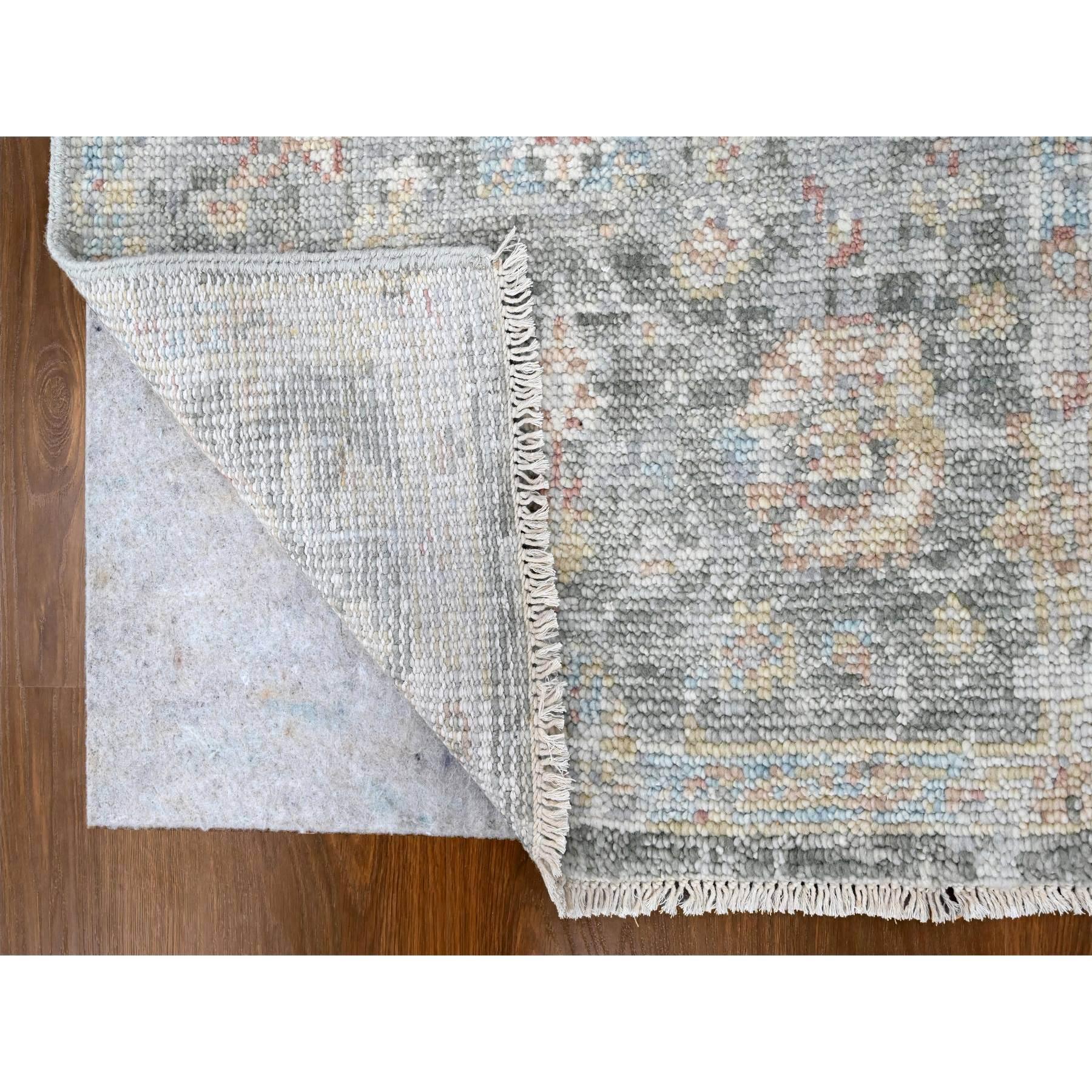 Indiano Tappeto Runner in lana annodata a mano Oushak Design/One grigio 2'6 