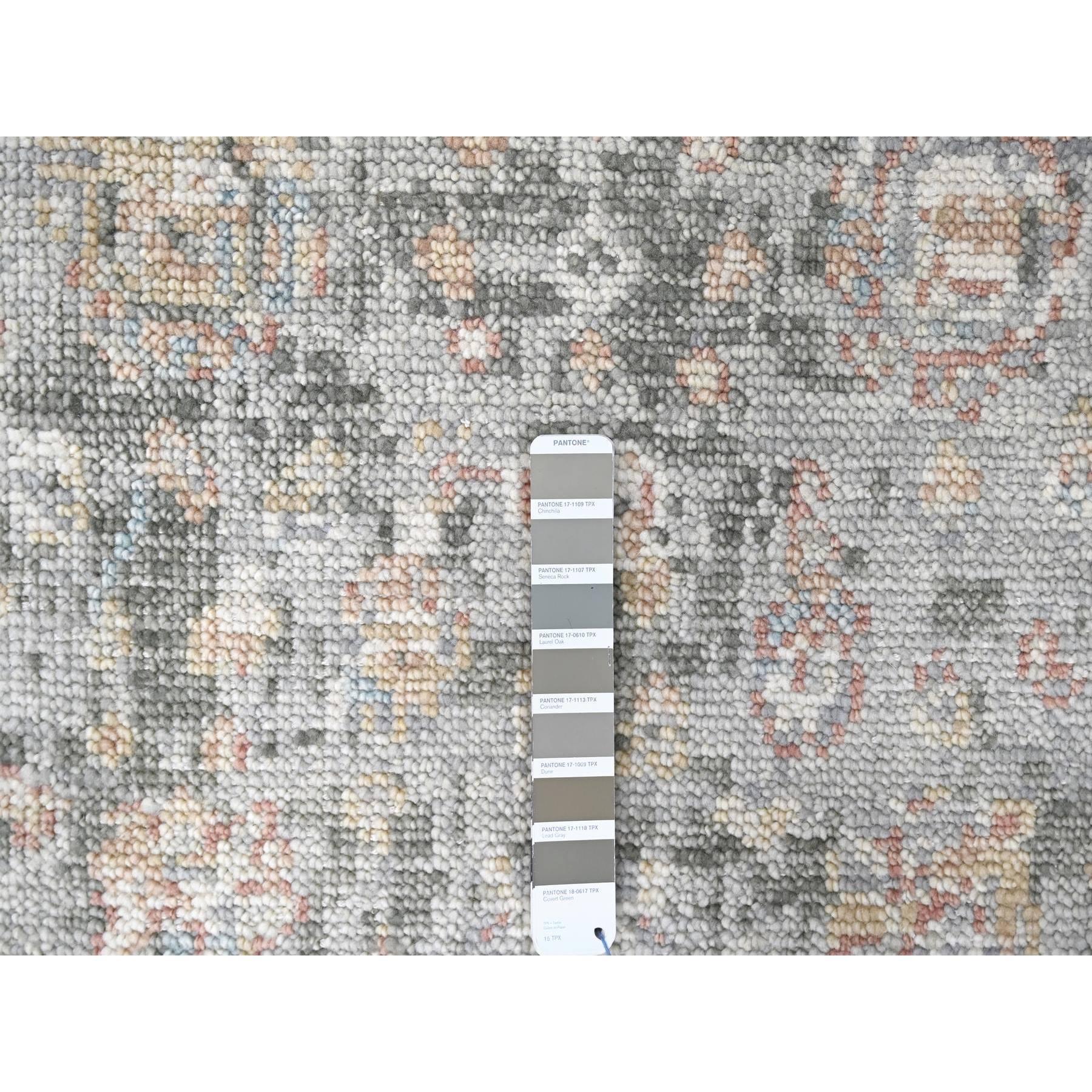 Annodato a mano Tappeto Runner in lana annodata a mano Oushak Design/One grigio 2'6 