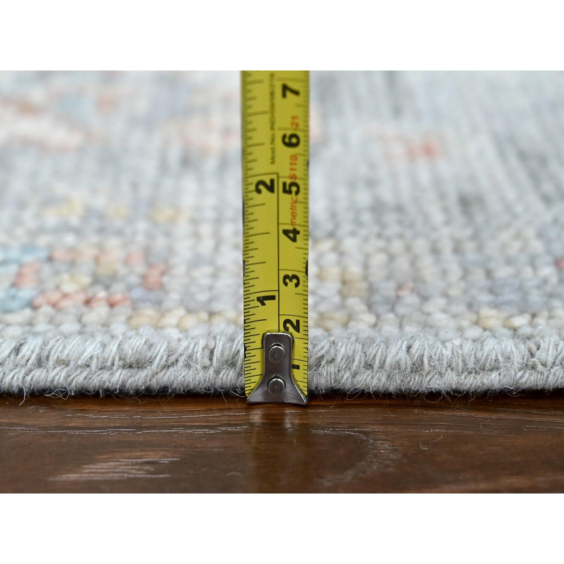Lana Tappeto Runner in lana annodata a mano Oushak Design/One grigio 2'6 