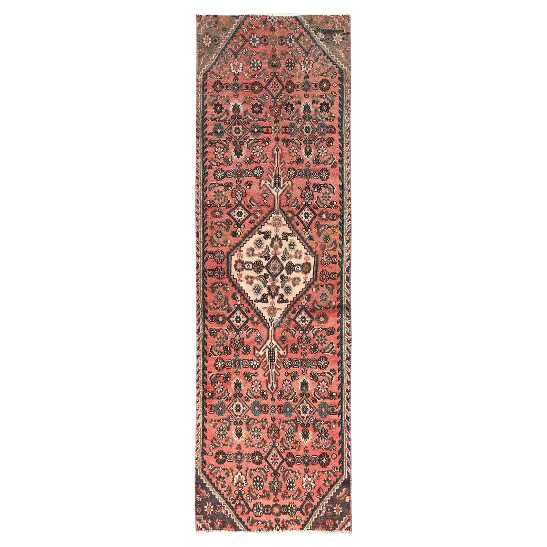 2
6"x8
10" Pink Vintage Persian Bibikabad Even Wear Hand Knotted Wool Runner Rug