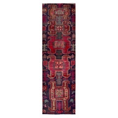 2'6"x8'10" Weinrot Vintage Nordwestlicher persischer handgeknüpfter Läufer aus reiner Wolle