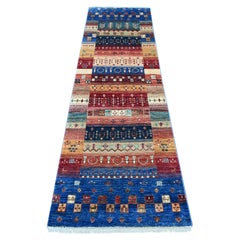 2'6"x8'2" Colorful Natural Wool Fine Kashkuli Gabbeh Hand Knotted Runner Rug