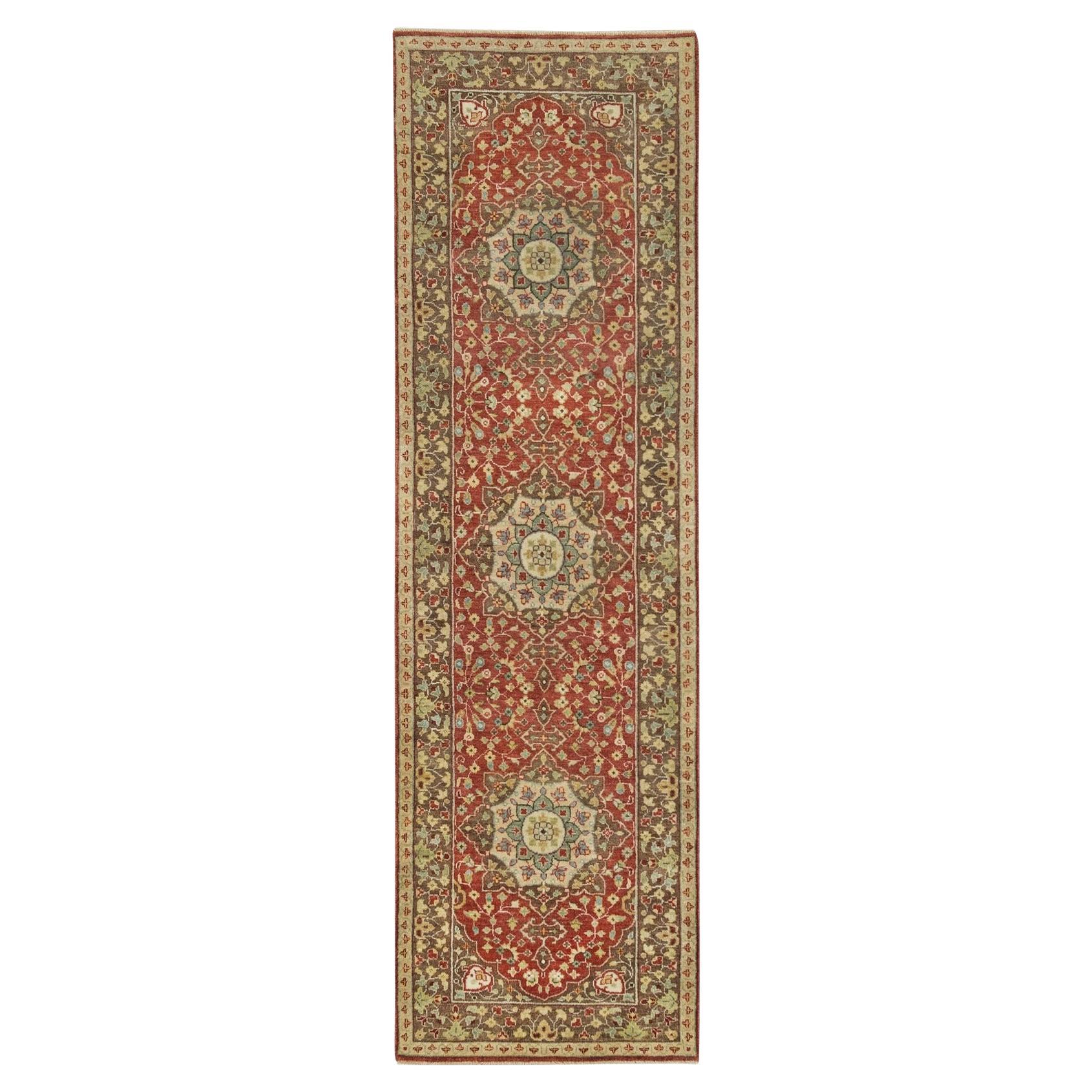 2'6 "x8'3" Rust Red Antiqued Haji Jalili Design Hand Knots Rugs en laine