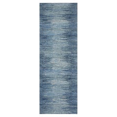 2'6 "x8'4" Blau Horizontal Ombre Design Wolle Läufer Hand geknüpft Orientteppich