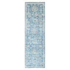 2
6"x8
5" Blue Supple Collection Oushak Design Hand Knotted Pure Wool Runner Rug