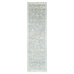 2'6"x8'5" Spanish Gray Tone On Tone Oushak Design Hand Knotted Wool Runner Rug