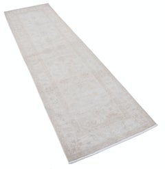 2.6x8.6 ft Beige Runner Rug for Corridor. Hand Knotted Turkish Wool Runner Rug